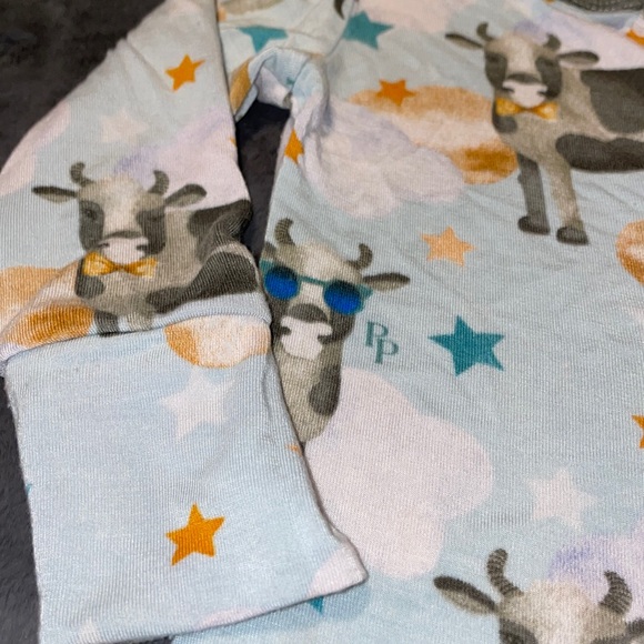 9/12 Posh Peanut Tex Cow Jumped Over Moon Zipper Footie (Newborn Also Listed) - Picture 7 of 10